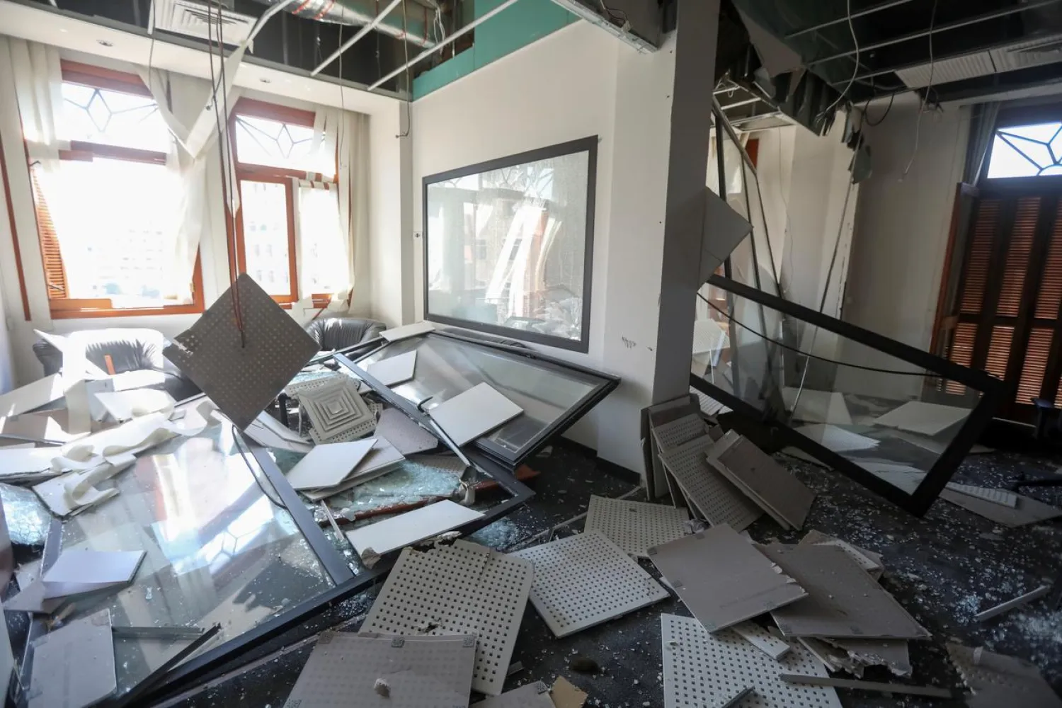 A view shows damage inside the Reuters Beirut offices, following Tuesday's blast in Beirut's port area, Lebanon August 6, 2020. (Reuters)