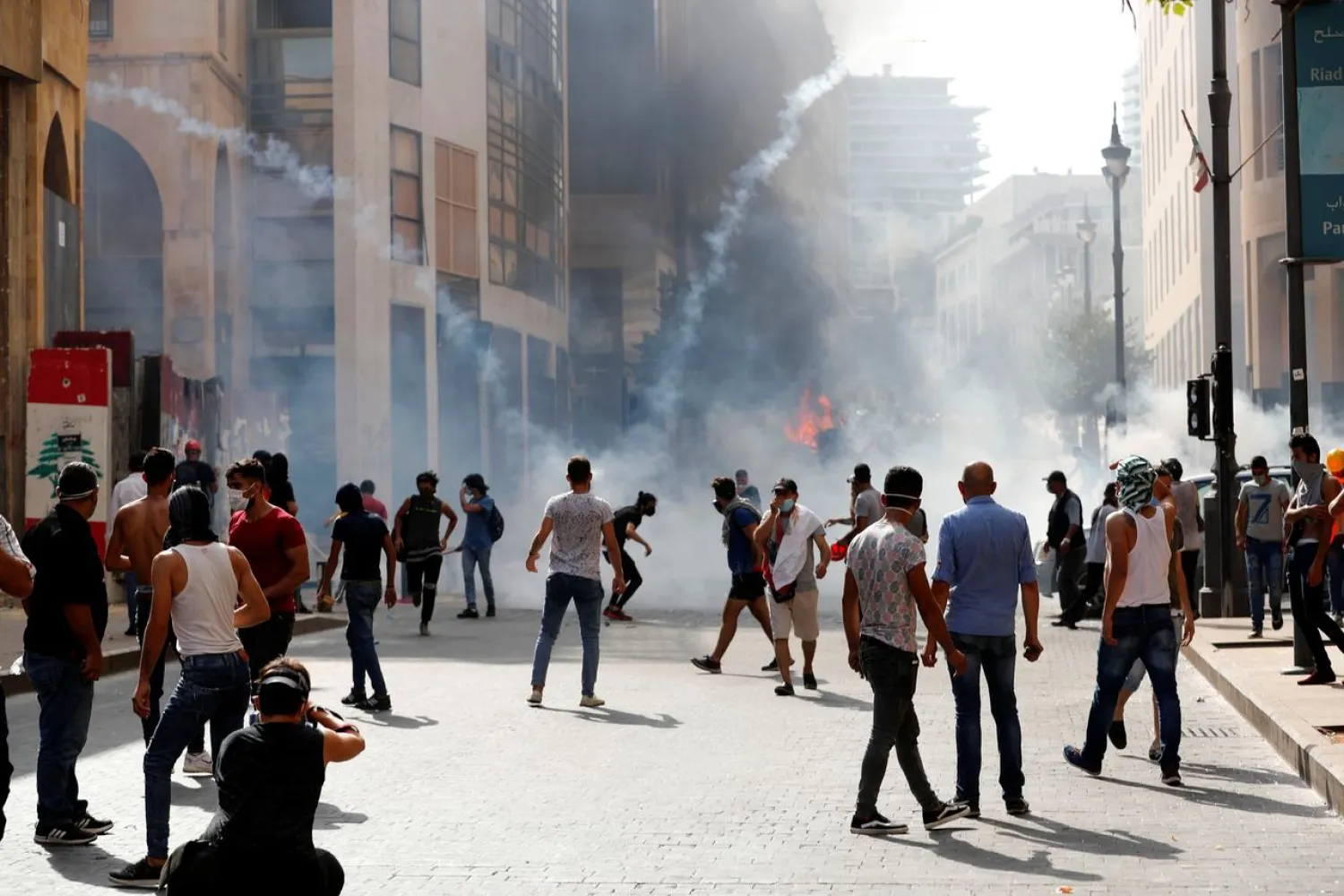 Police fire tear gas on protesters in downtown Beirut. Reuters