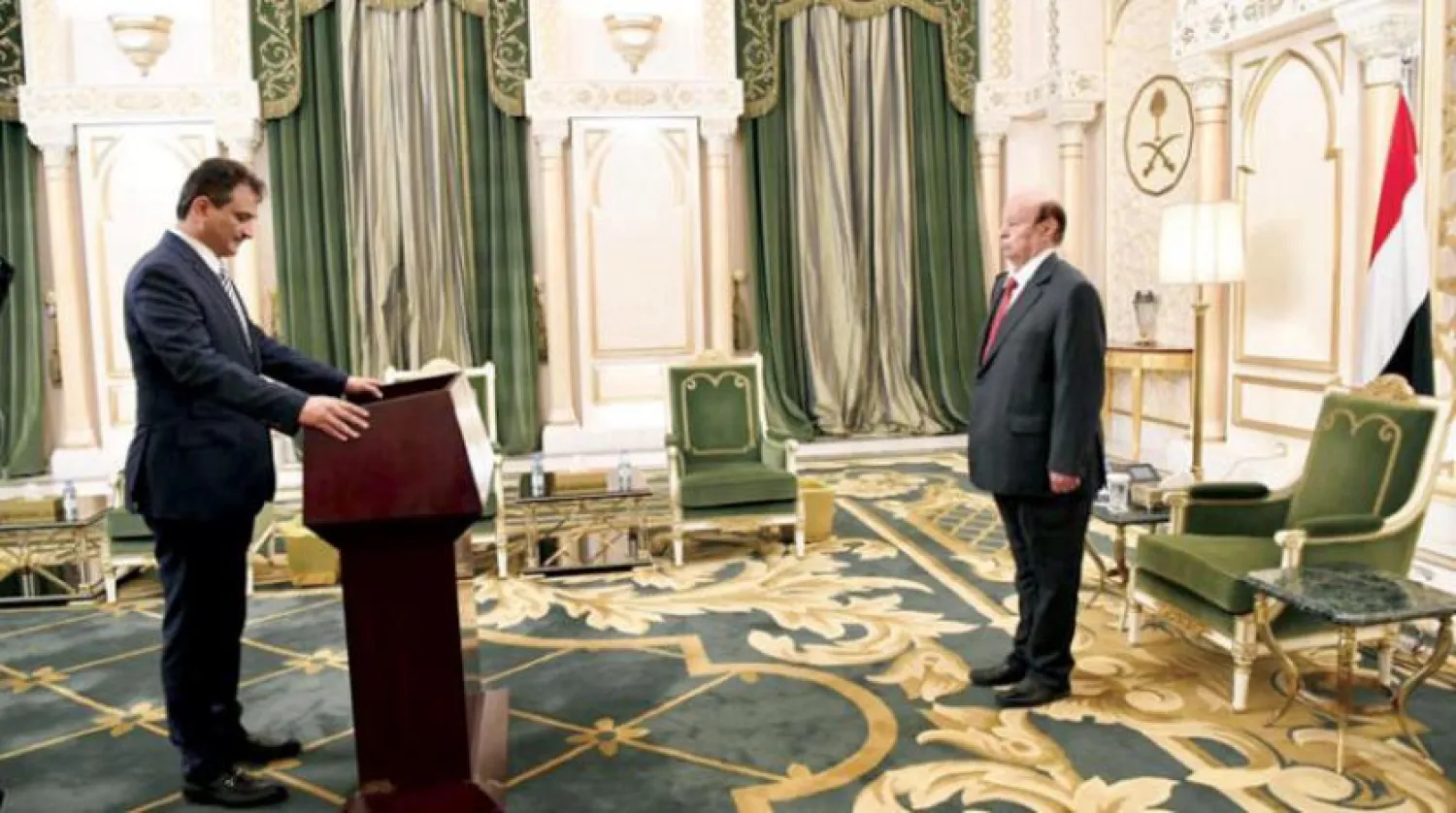 Ahmed Hamid Lemles dün Riyad’da Cumhurbaşkanı Hadi huzurunda yemin etti. (Saba Net)