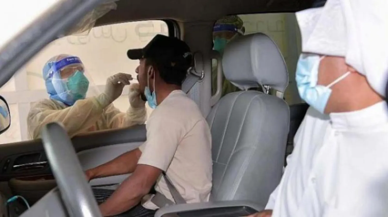 Başkent Riyad'da gerçekleştirilen koronavirüs taraması (Şarku'l Avsat)