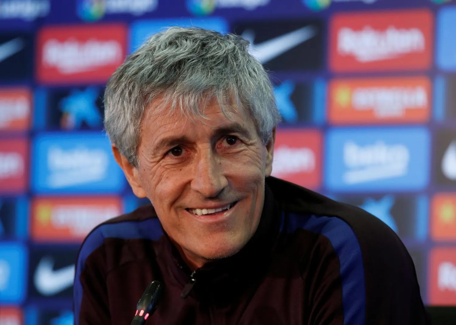 Soccer Football - FC Barcelona Press Conference - Ciutat Esportiva Joan Gamper, Barcelona, Spain - January 18, 2020 Barcelona coach Quique Setien during the press conference REUTERS/Albert Gea
