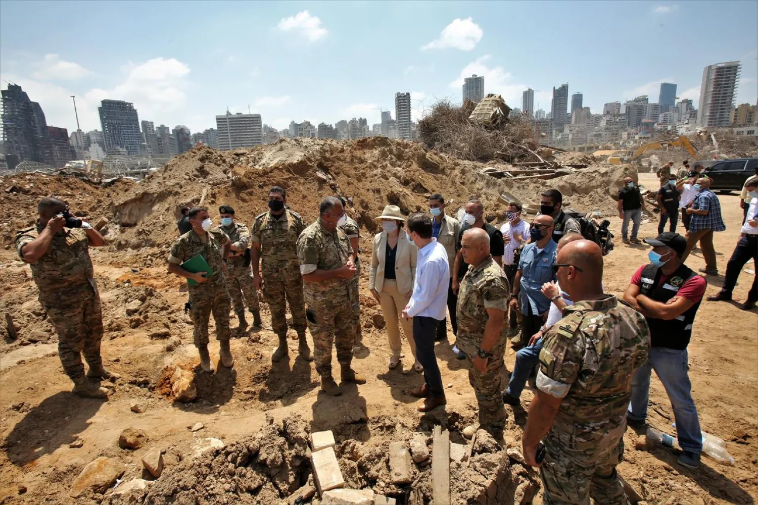 US Under-Secretary of State for Political Affairs David Hale and US Ambassador to Lebanon Dorothy Shea visit the site of a massive explosion at Beirut's port, Lebanon August 15, 2020. (Reuters)