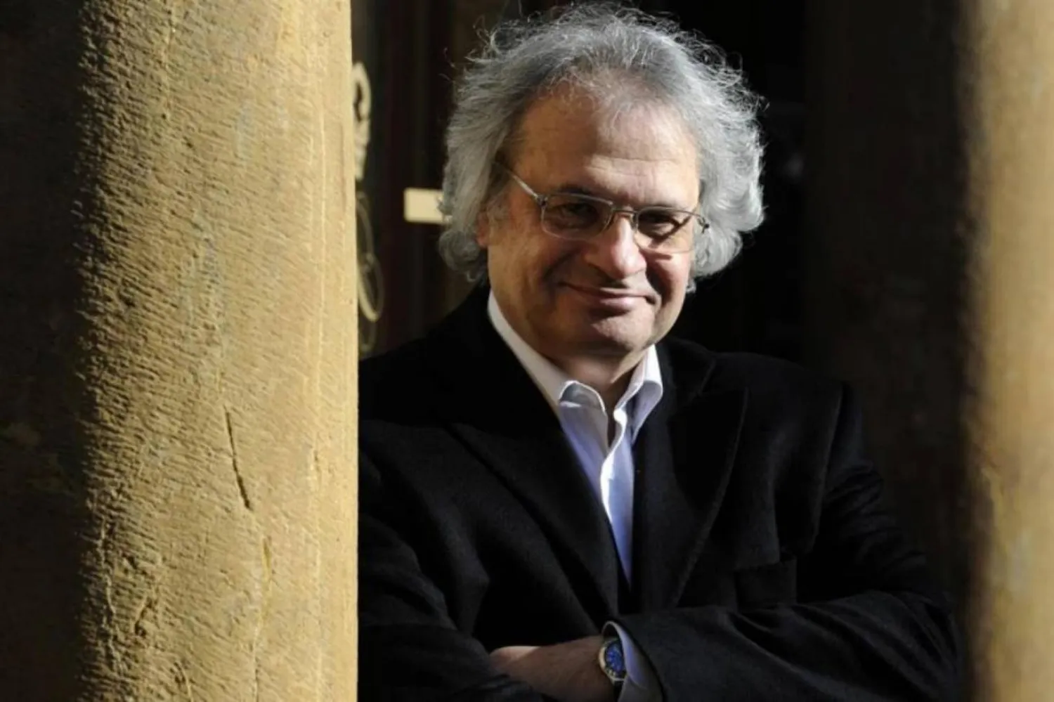  Lübnanlı ünlü yazar Amin Maalouf’un Beyrt’a gerçekleşirdiği ziyaretlerden birinde çekilen fotoğrafı.