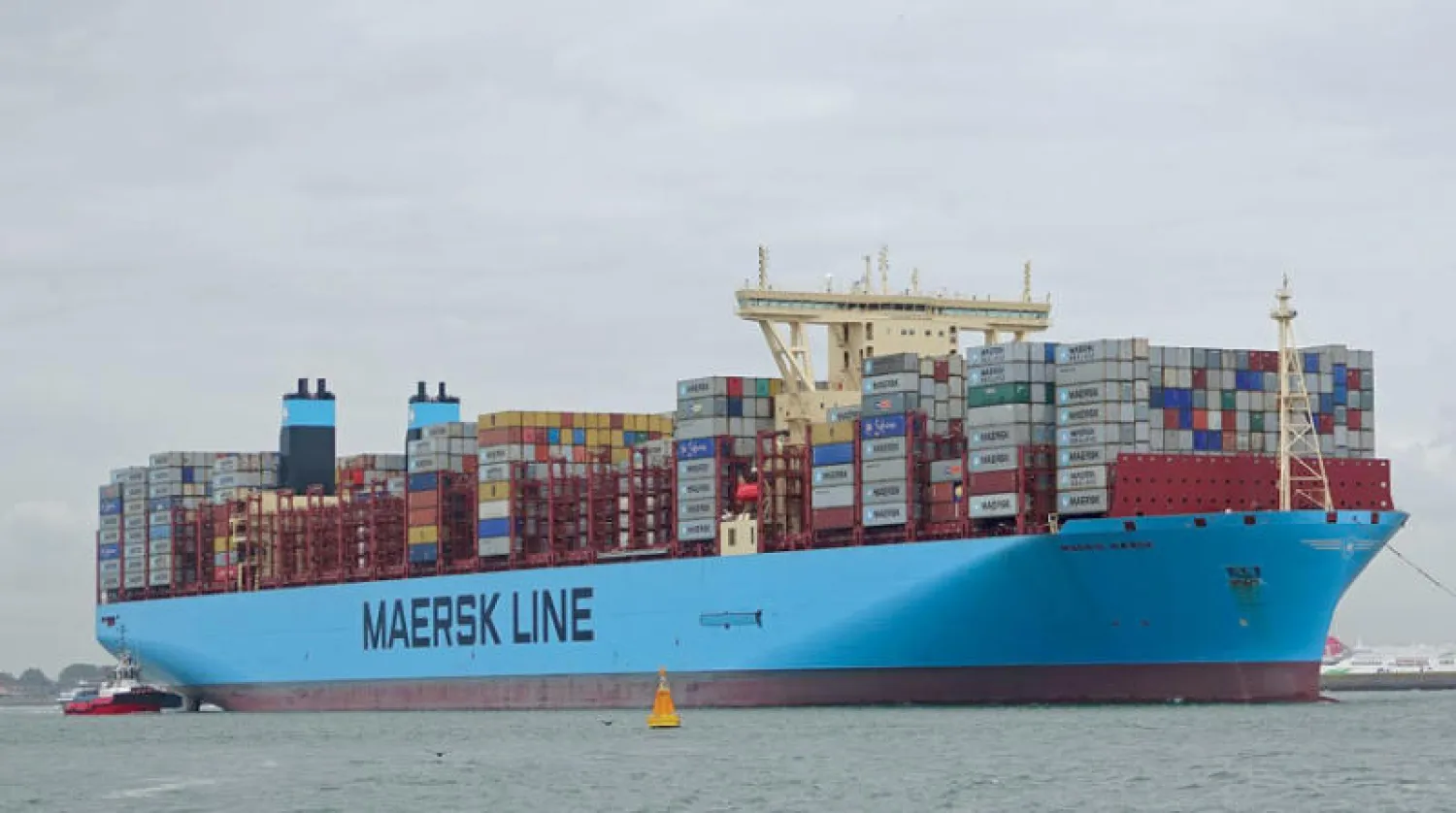 سجلت ميرسك التي تستحوذ على 20 % من الشحن البحري بالحاويات في العالم أرباحاً في الربع الثاني أعلى من التوقعات (رويترز)