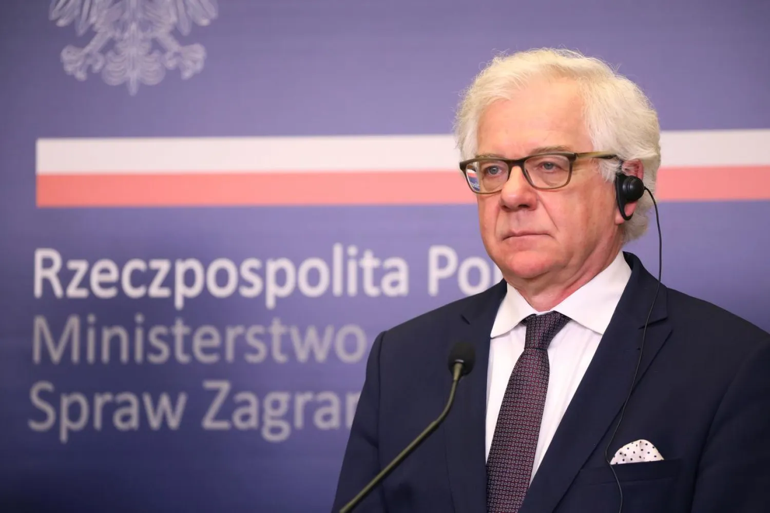 FILE PHOTO: Polish Foreign Minister Jacek Czaputowicz attends a news conference following the talks with Ukrainian Foreign Minister Dmytro Kuleba in Warsaw, Poland July 27, 2020. Slawomir Kaminski/Agencja Gazeta/via REUTERS

