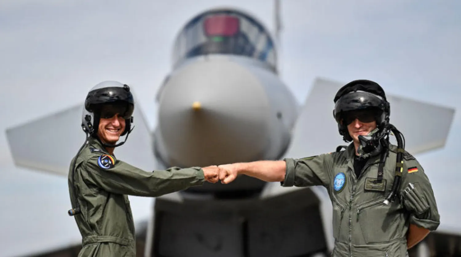 استعدادات في قاعدة نويرفينيتش الجوية بألمانيا لإقامة أول مناورات مشتركة مع إسرائيل الأسبوع المقبل (أ.ب)