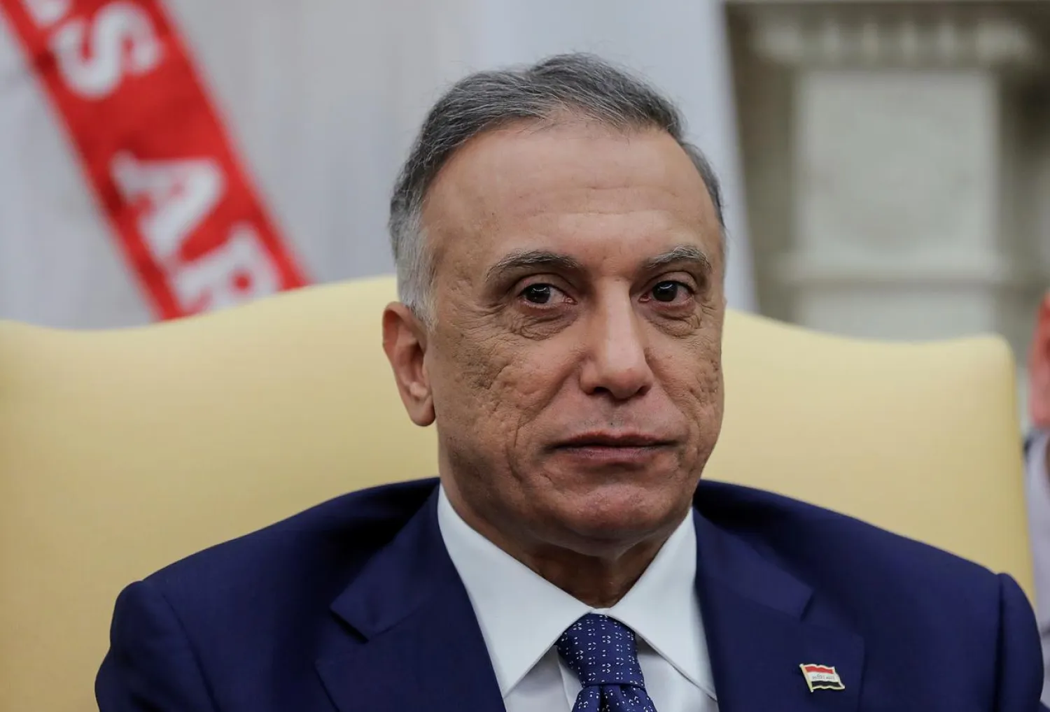 Iraq's Prime Minister Mustafa al-Kadhimi listens during a meeting with US President Donald Trump in the Oval Office at the White House in Washington, US, August 20, 2020. (Reuters)