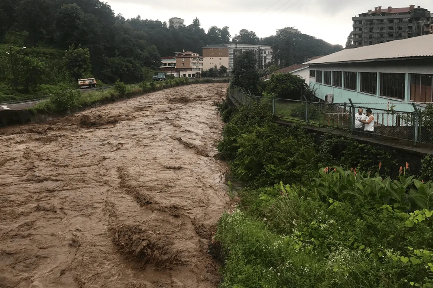 A view of the increased water level of Asiklar creek after floods triggered by heavy rain in Cayeli district of Turkey’s Black Sea province of Rize, Turkey on 14 July, 2020 [Hakan Burak Altunöz/Anadolu Agency]