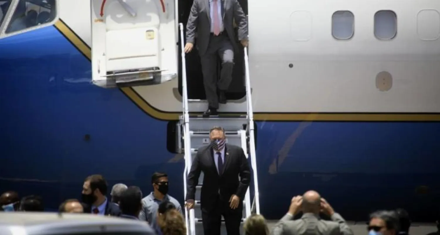 وزير الخارجية الأميركي مايك بومبيو لدى وصوله إلى الخرطوم (سونا)