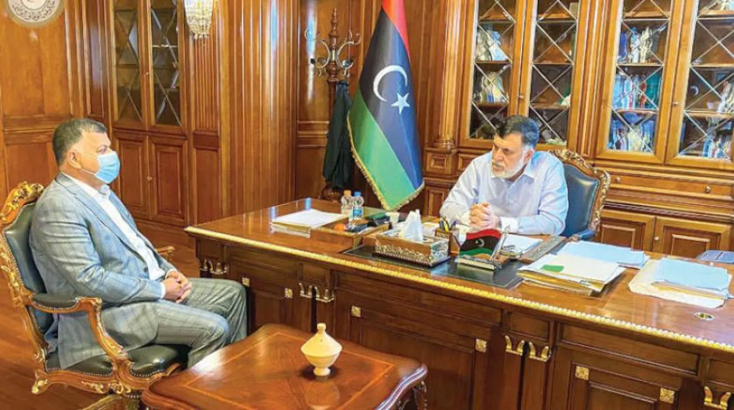 Government of National Accord Prime Minister Fayez al-Sarraj  meets with Interior Minister Khaled Mazen, Libyan Presidential Council