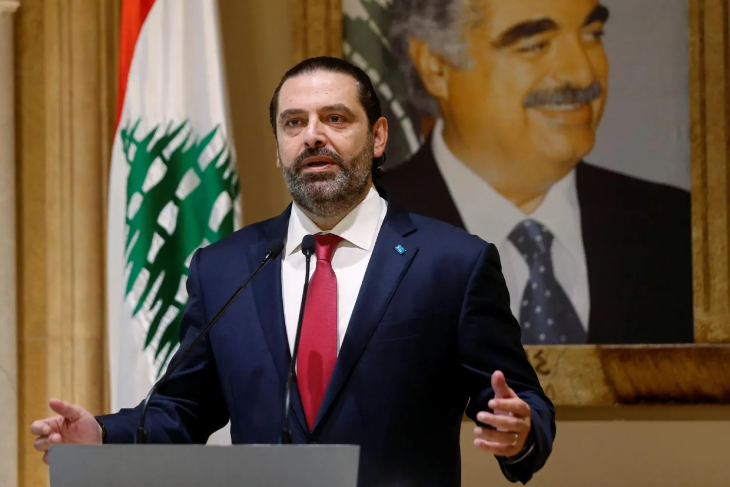 Lebanon's Prime Minister Saad Hariri speaks during a news conference in Beirut, Lebanon October 29, 2019. REUTERS/Mohamed Azakir