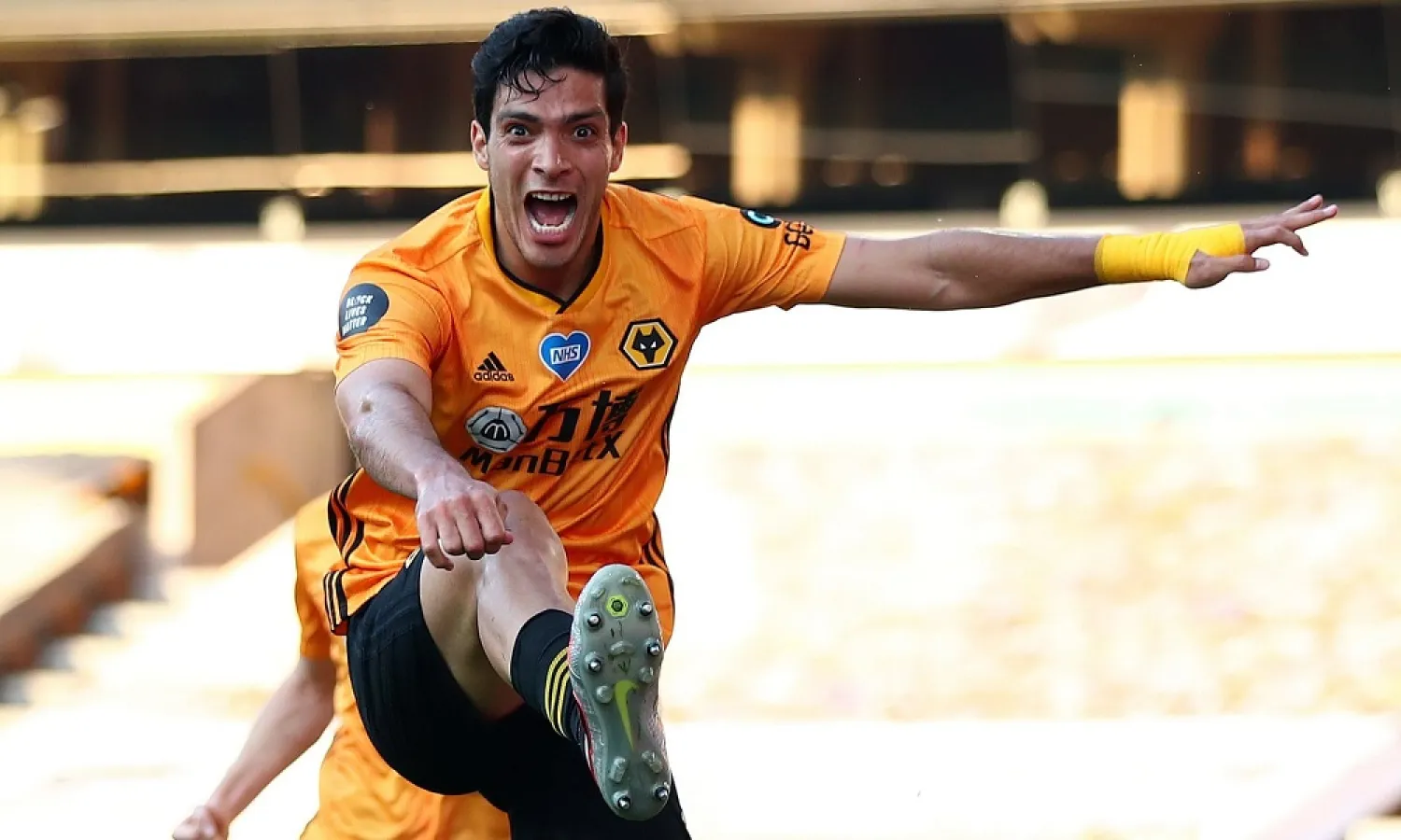 Raúl Jiménez celebrates after scoring against Bournemouth in June. (Getty Images)