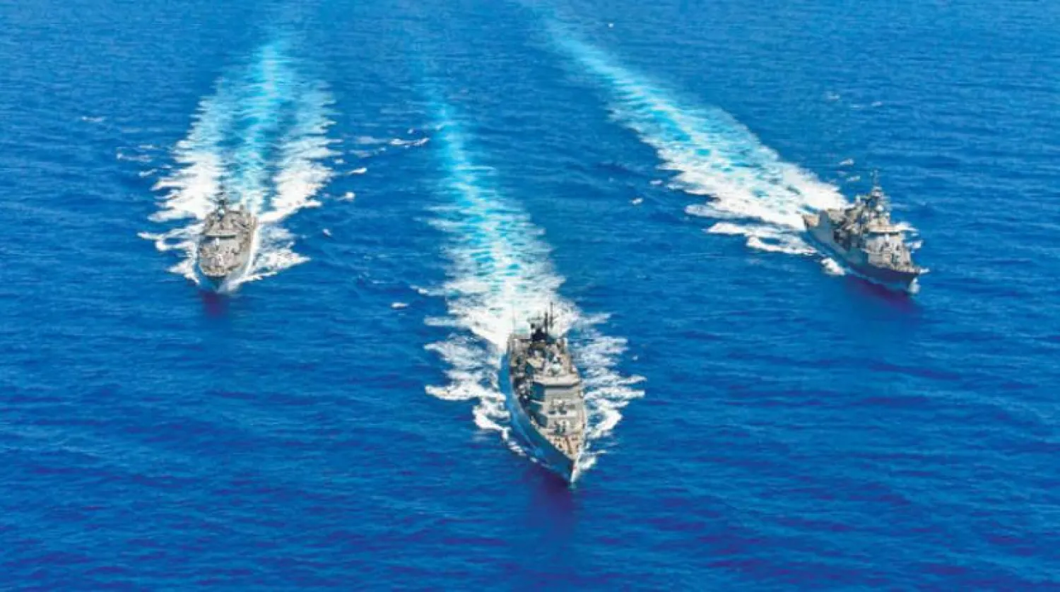 Yunanistan’a ait savaş gemileri Doğu Akdeniz’de Fransa, İtalya ve Güney Kıbrıs Rum Kesimi ile düzenlenen askeri tatbikata katılıyor (AFP)