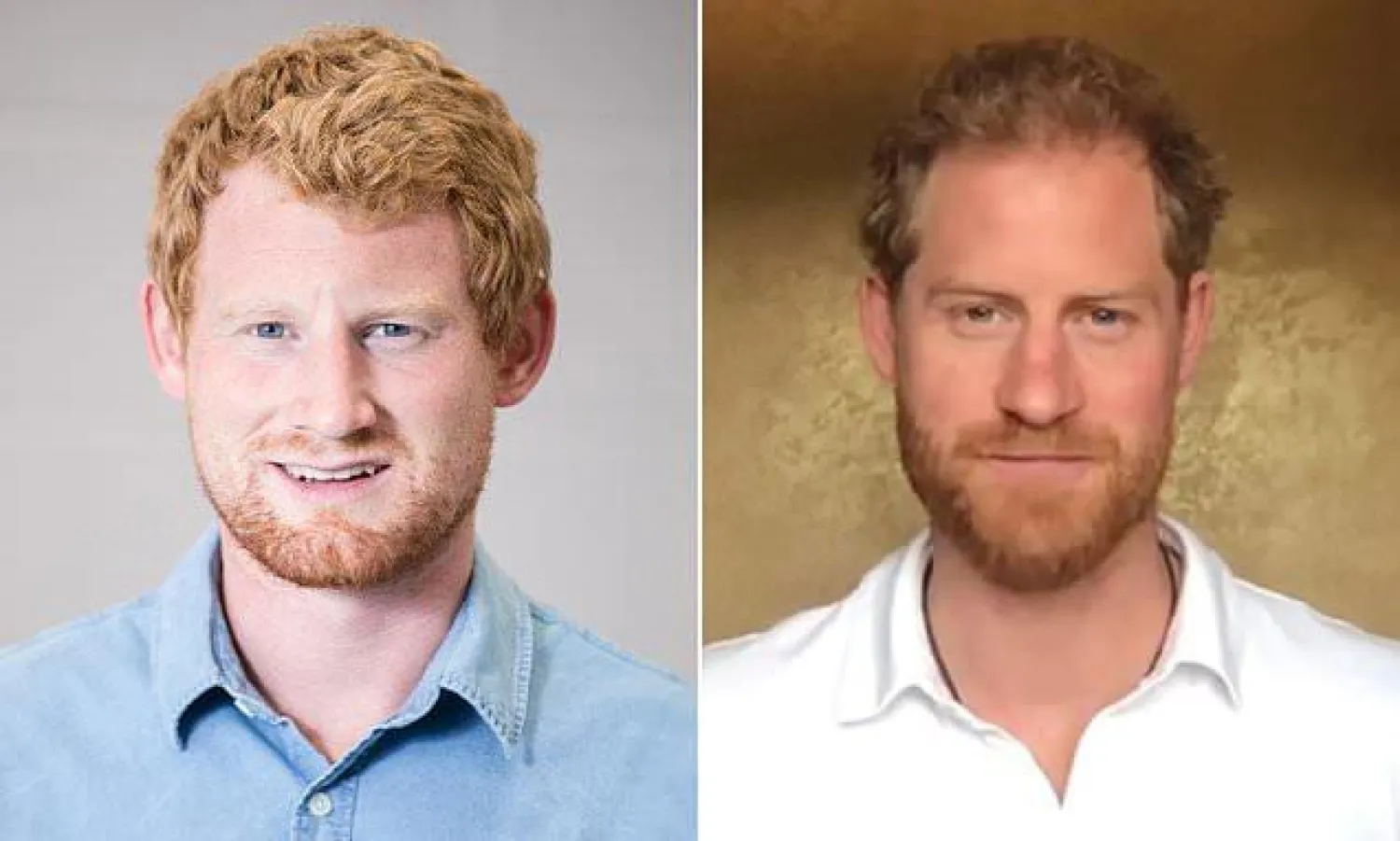 الأمير البريطاني هاري (يمين) وشبيهه هنري مورلي (ديلي ميل)