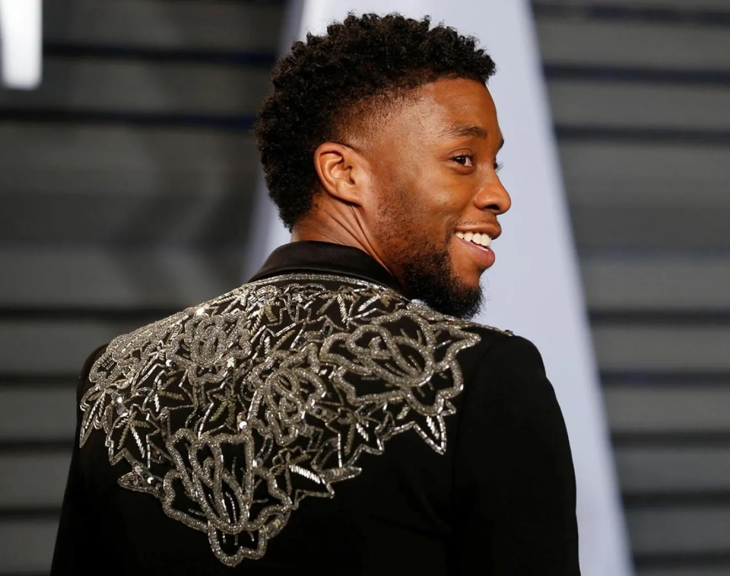 Chadwick Boseman arrives at the 2018 Vanity Fair Oscar Party. (Reuters)