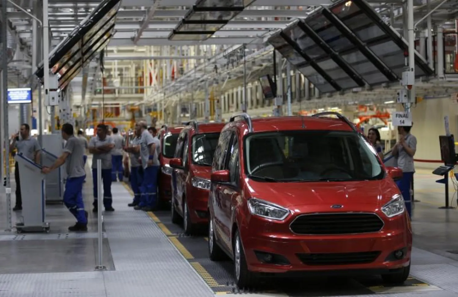 Ford Tourneo Courier light commercial vehicles are seen at the Ford Otosan Yenikoy car plant in Kocaeli May 22, 2014. REUTERS/Murad Sezer
