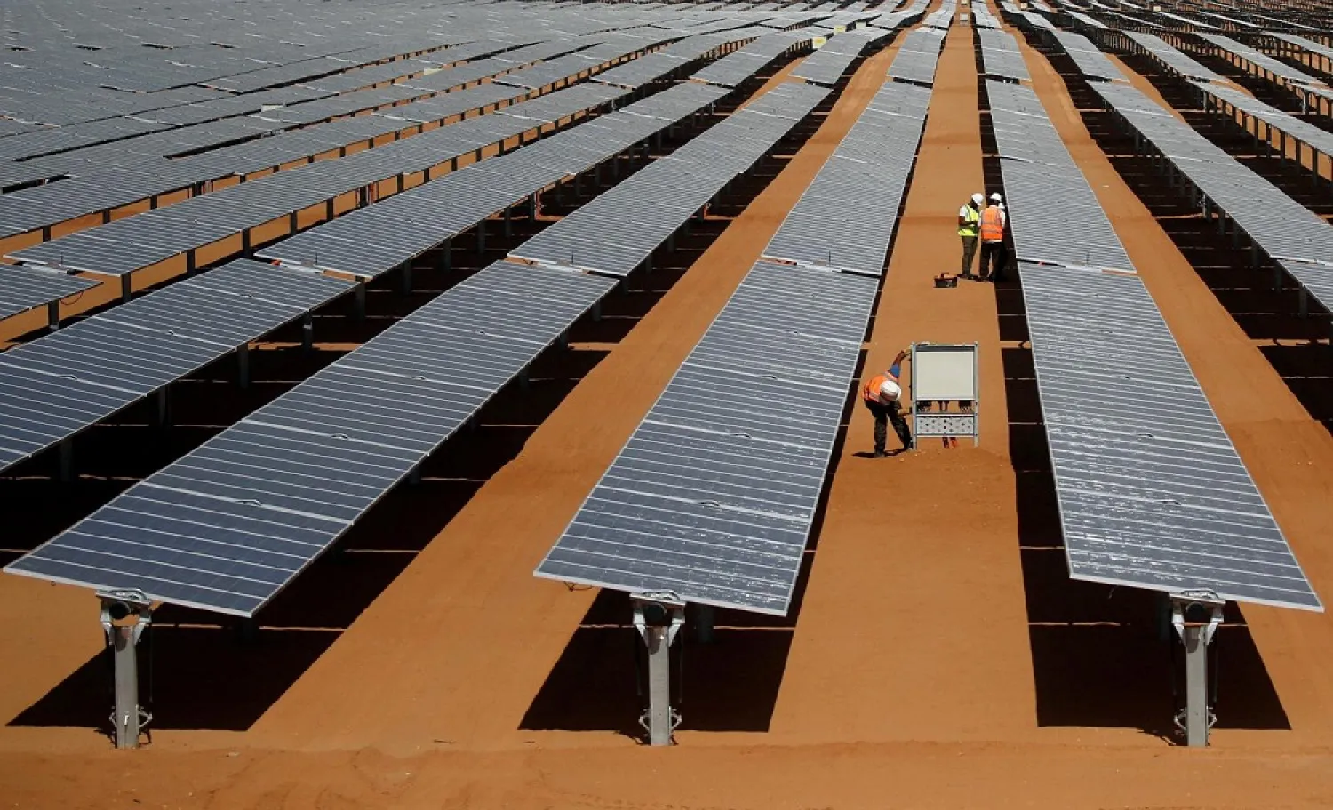 Rows of photovoltaic solar panels are seen at the Benban plant in Aswan, Egypt. (Reuters)