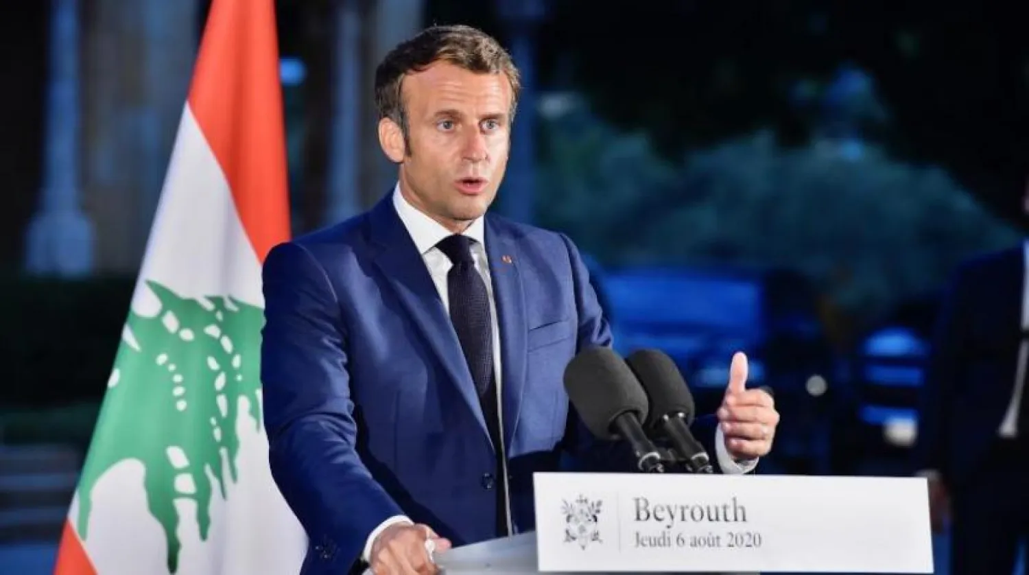 Fransa Cumhurbaşkanı Emmanuel Macron Beyrut’ta basın toplantısı sırasında (DPA)