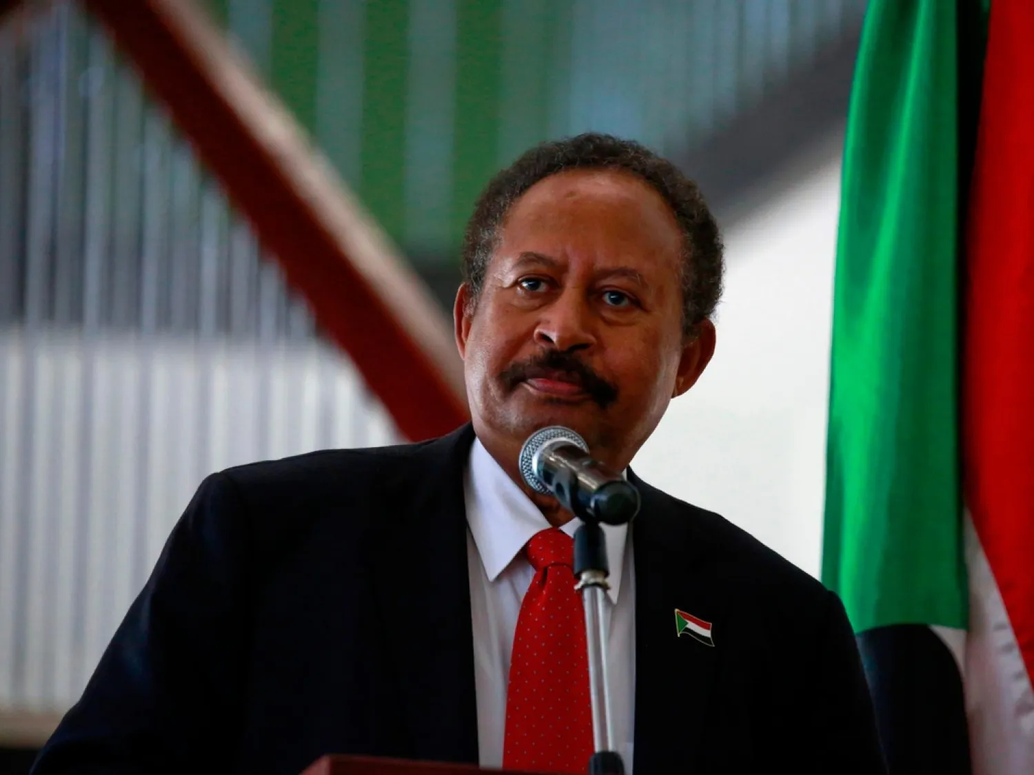 Sudanese Prime Minister Abdalla Hamdok addresses the press in Sudan's capital Khartoum, on August 15, 2020. (AFP)