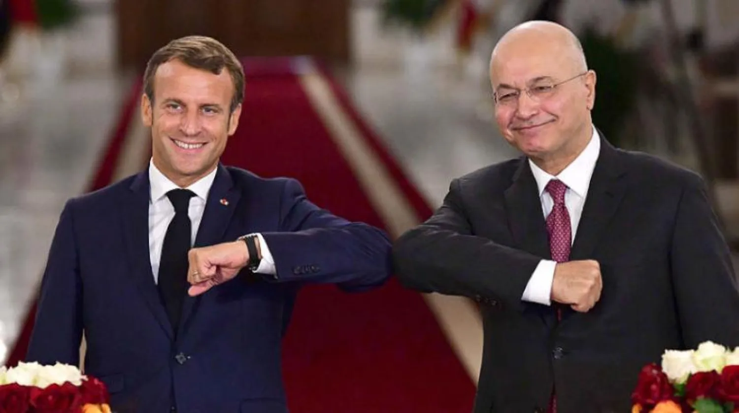 Fransa ve Irak Cumhurbaşkanları dün Bağdat’ta ortak basın toplantısı düzenledi (EPA)