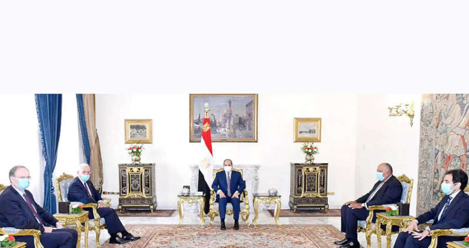 السيسي خلال استقباله أمس الممثل الأعلى للاتحاد الأوروبي للشؤون الخارجية والسياسات الأمنية (صفحة المتحدث الرئاسي)