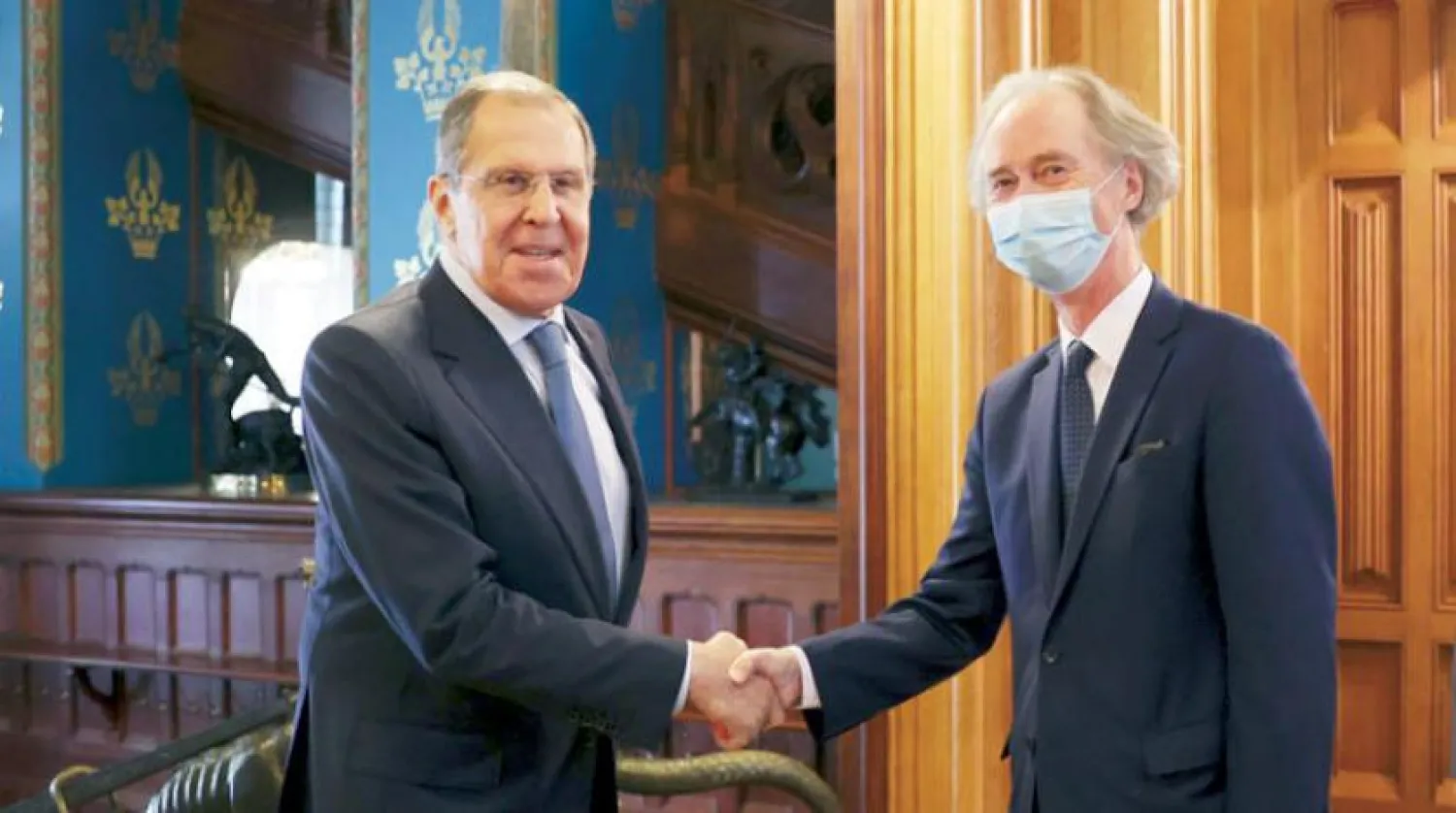 Rusya Dışişleri Bakanı Sergey Lavrov ve Birleşmiş Milletler (BM) Suriye Özel Temsilcisi Geir Pedersen Moskova’da bir araya geldi (EPA)