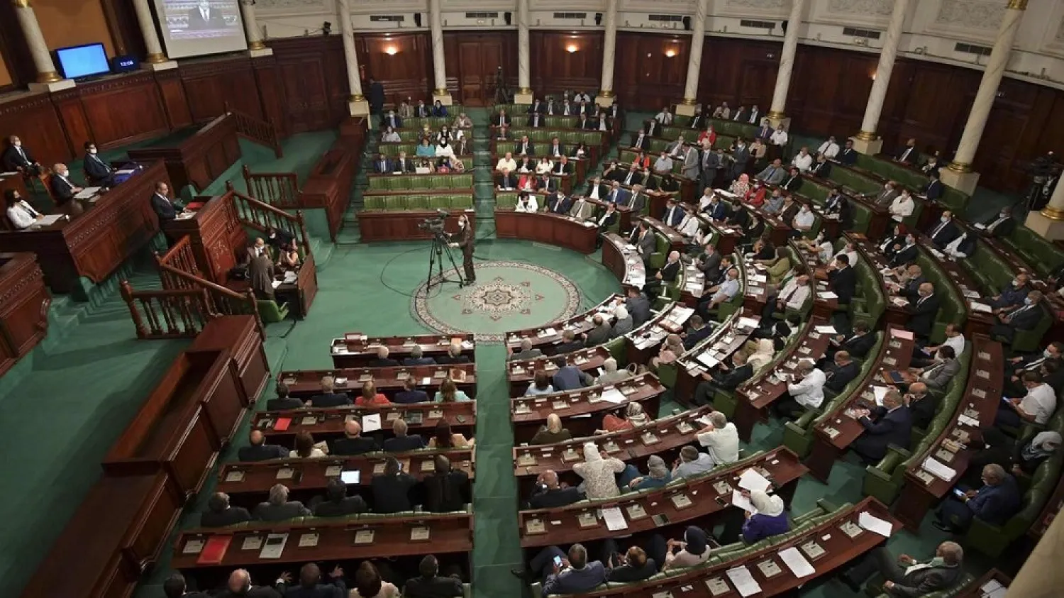 Members of Tunisia's parliament attend a confidence session in the capital Tunis on September 1, 2020. (AFP)