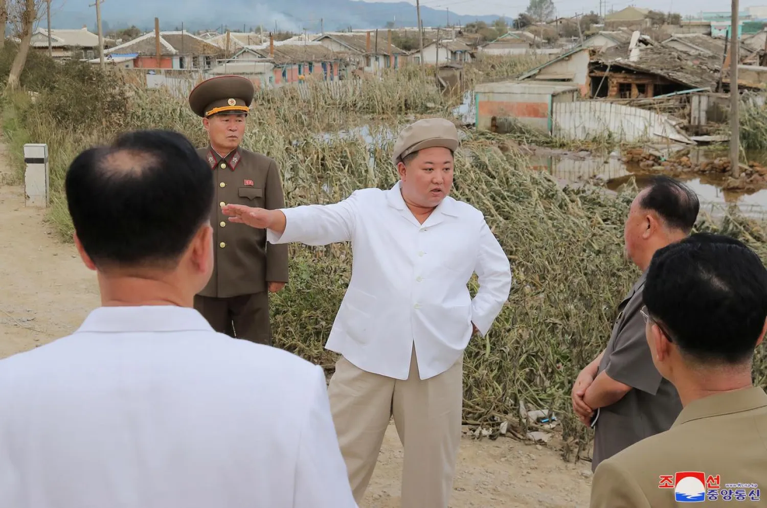 North Korea's leader Kim Jong Un inspects an unspecified area, after North Korea was affected by Typhoon Maysak in this image released September 5, 2020 by North Korea's Korean Central News Agency. KCNA via REUTERS
