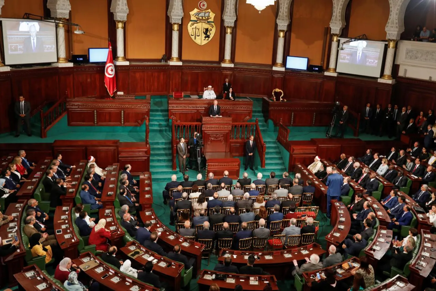 Tunisian President Kais Saied speaks during his swearing-in ceremony at the Assembly of People's Representatives in Tunis, Tunisia. Reuters file photo