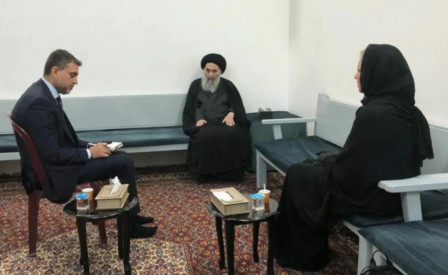 استقبال المرجع الشيعي الأعلى في العراق علي السيستاني لمبعوثة الأمين العام للأمم المتحدة جينين هينيس - بلاسخارت (واع)