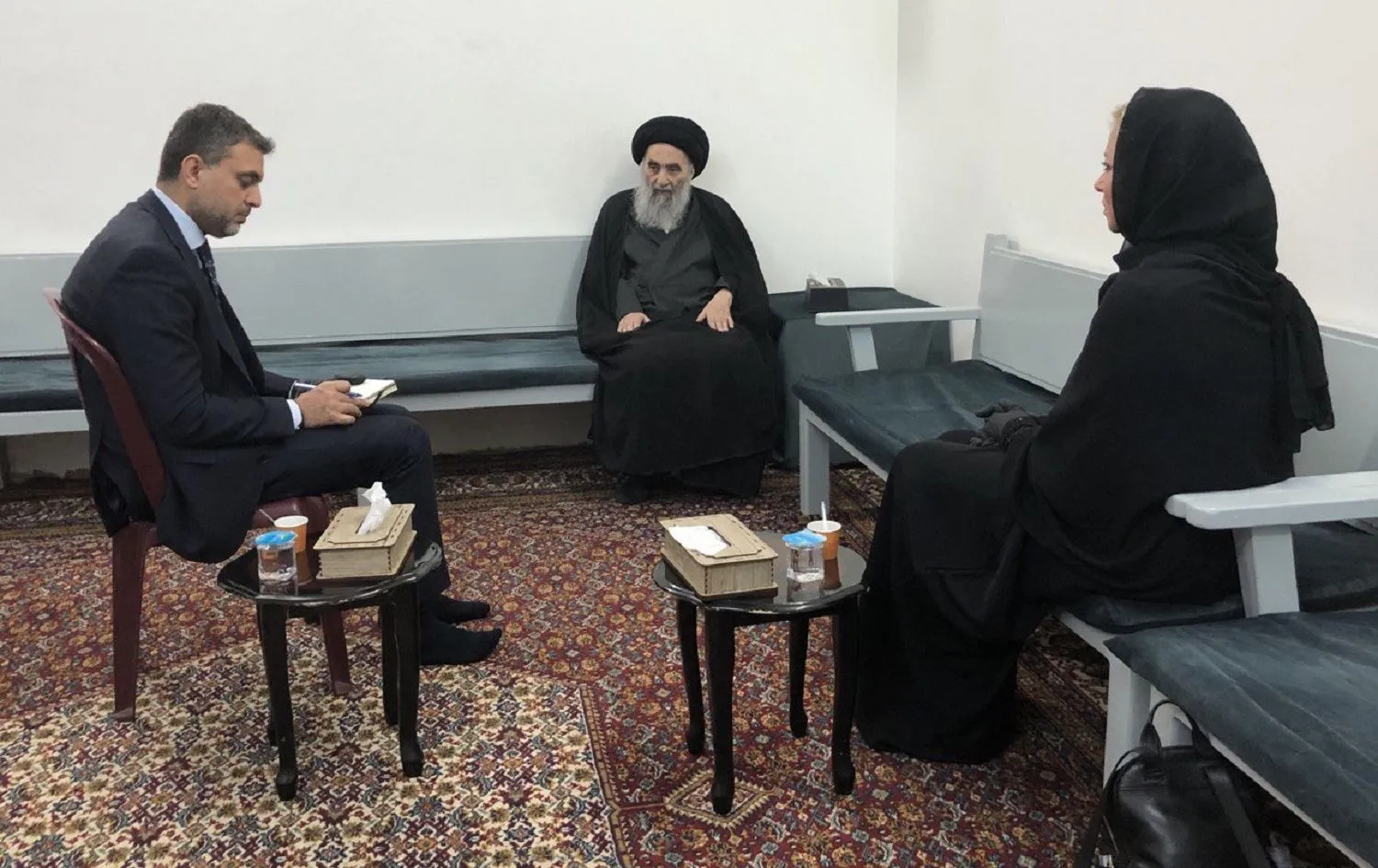 Sistani met Sunday with Jeanine Hennis-Plasschaert, Special Representative of the Secretary-General of the United Nations in Iraq (Sistani’s office)
