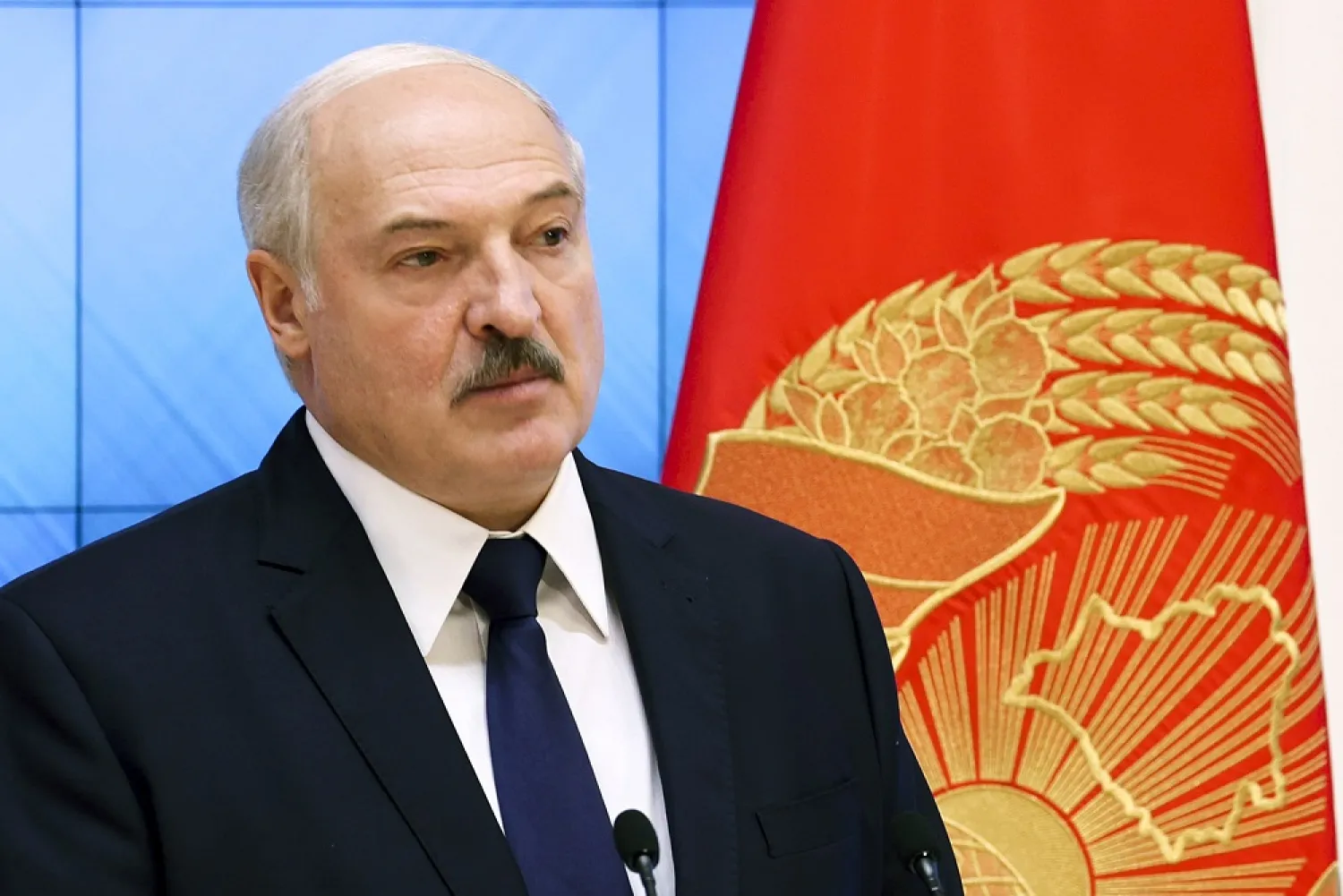 Belarusian President Alexander Lukashenko speaks during a meeting with the country’s political activists in Minsk, Belarus, Wednesday, Sept. 16, 2020. (AP)