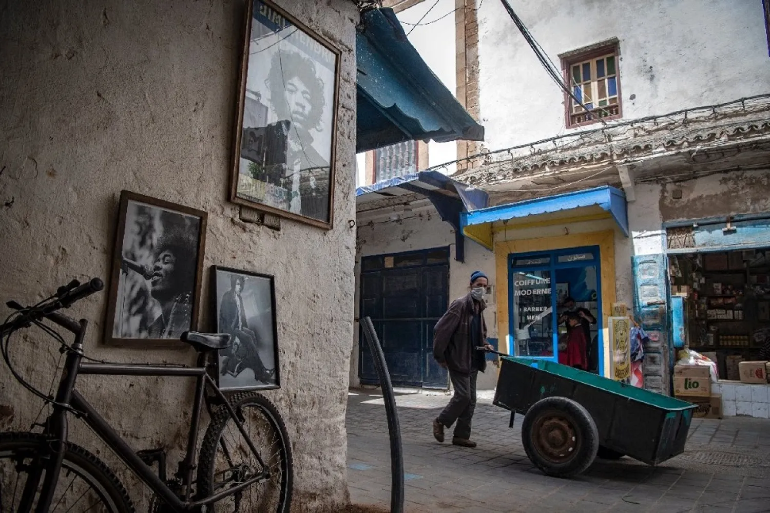 Pictures of late guitar legend Jimi Hendrix are a fixture of life in the Moroccan coastal city of Essaouira and the nearby village of Diabat. (AFP)
