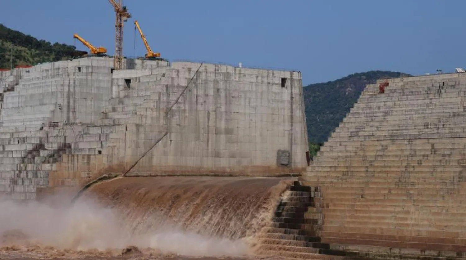 Water flows through Ethiopia's Grand Renaissance Dam as it undergoes construction work on the river Nile in Guba Woreda, Benishangul Gumuz Region, Ethiopia September 26, 2019. (Reuters)
