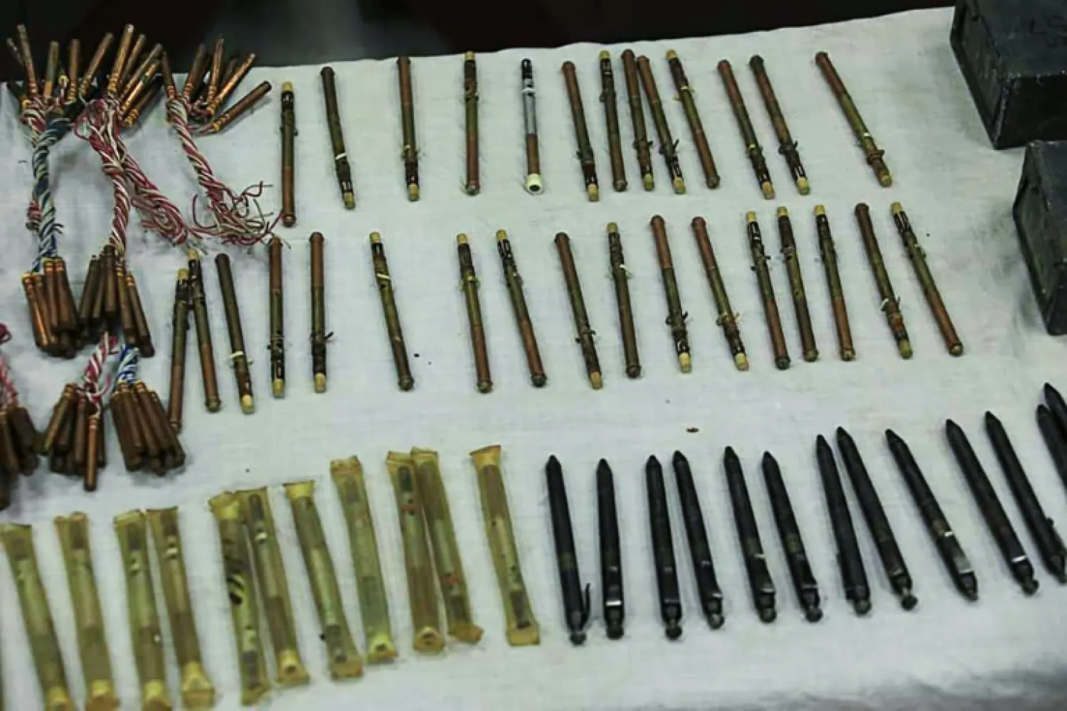 A stash of pen guns found by Afghan authorities on display in the capital | AFP
