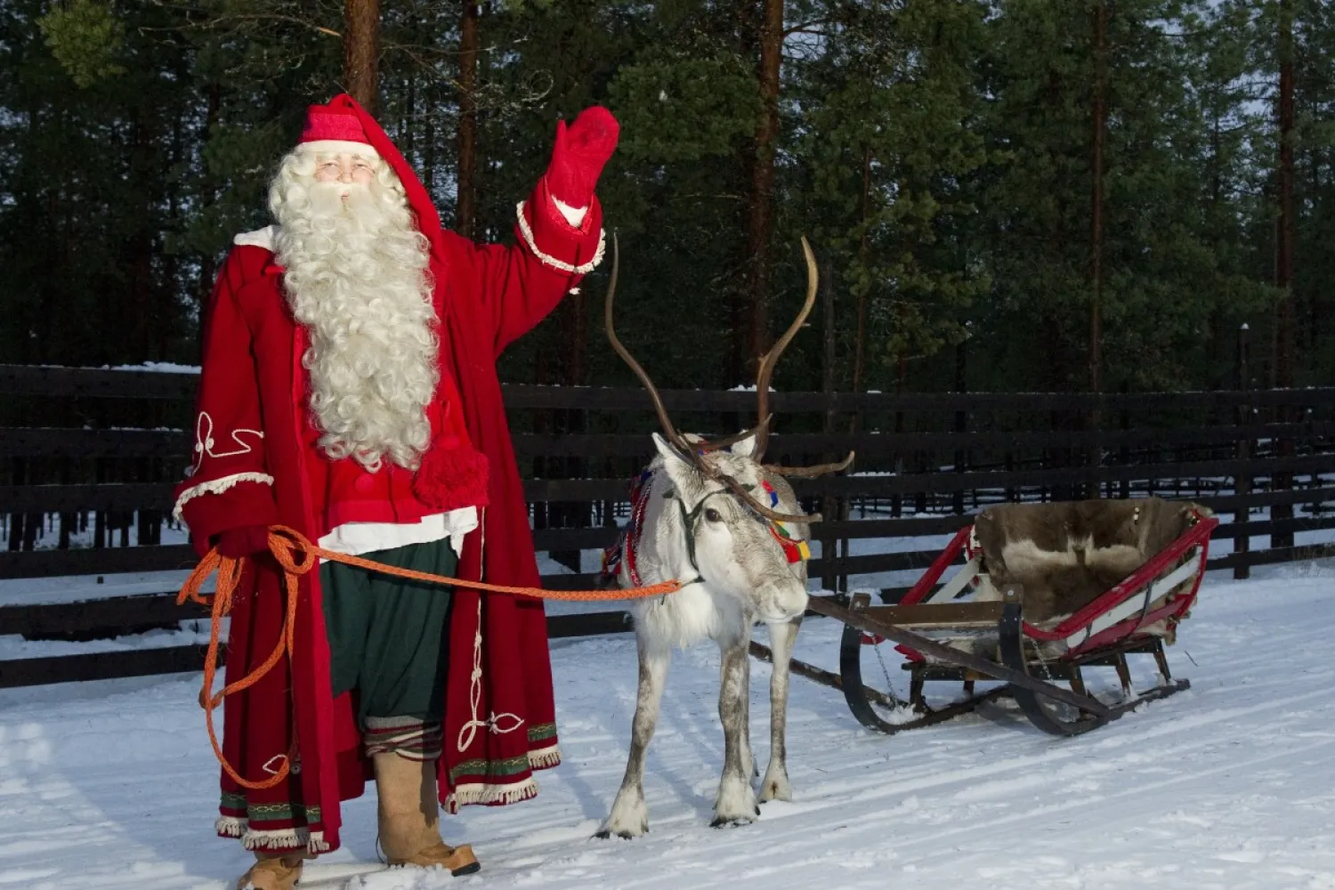 Santa Claus and his reindeer in Rovaniemi, Lapland, in Finland.
Photo: AFP

