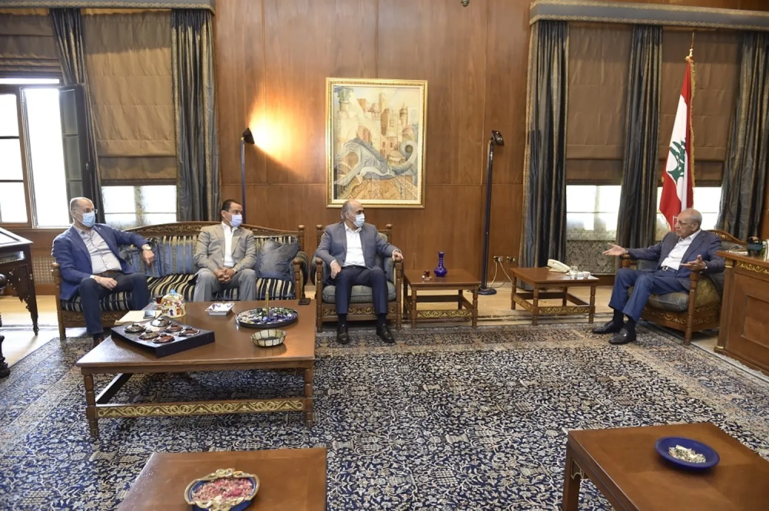 Speaker Berri met with MPs from the Democratic Gathering parliamentary bloc on Monday. (NNA)