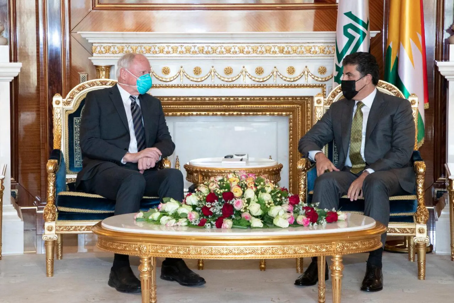 Kurdistan Region President Barzani meets US envoy James Jeffrey in Erbil on Tuesday (Anadolu Agency)