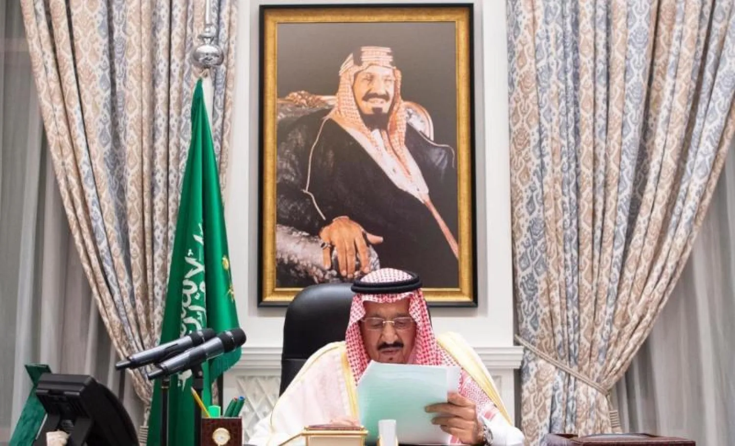 خادم الحرمين الشريفين الملك سلمان بن عبد العزيز خلال كلمته أمام الجمعية العامة للأمم المتحدة (واس)