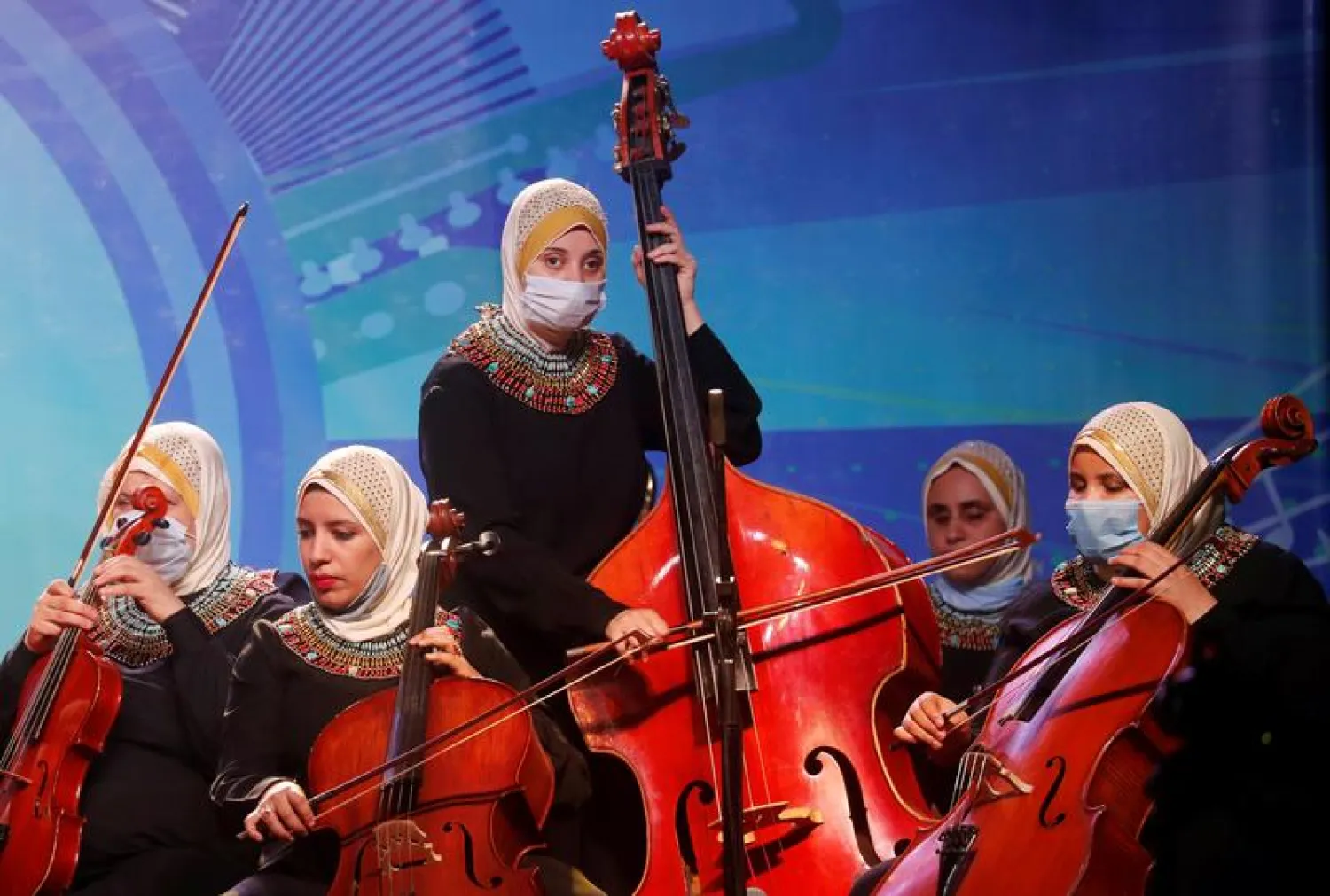 Al Nour Wal Amal chamber orchestra held its first concert since the start of the global health crisis on Sunday in Cairo. (Reuters)