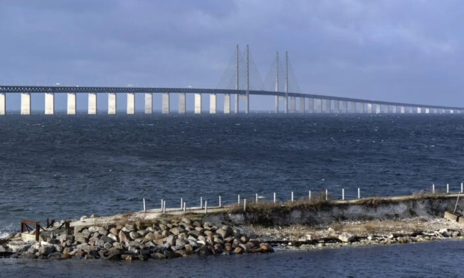 The Oresund bridge pictured from Lernacken on the Swedish side of the Oresund strait on Nov. 12, 2015. (Erland Vinberg/AFP via Getty Images)
