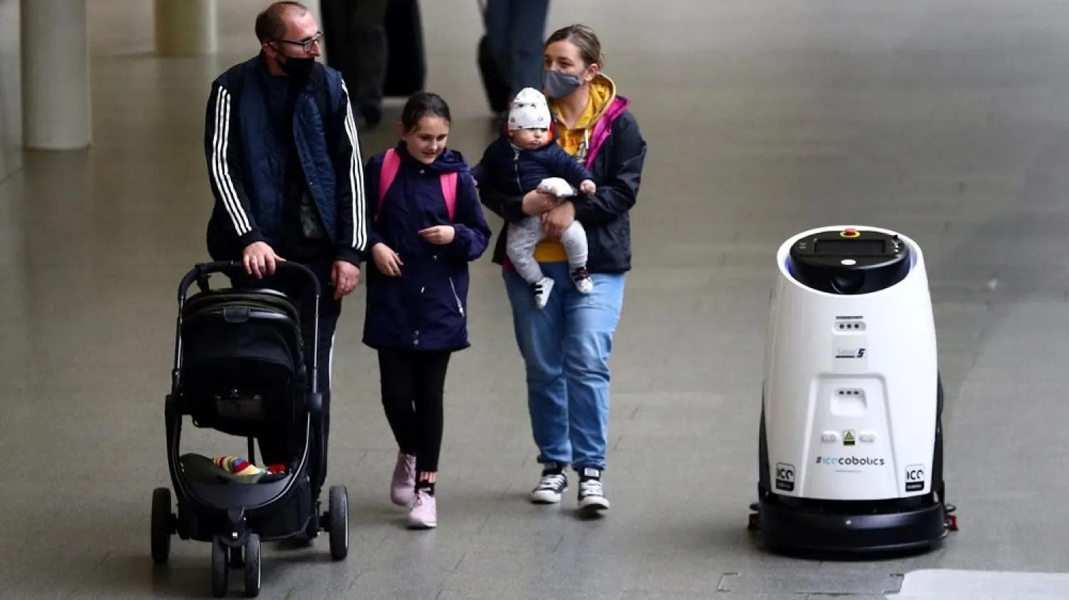Robots that can kill the coronavirus with ultraviolet light have been brought in at one of London’s biggest train stations. (Reuters)