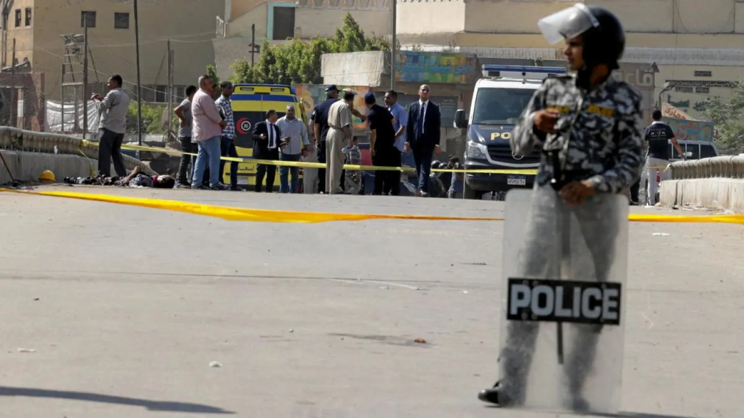 A police officer stands guard after failed attack on a church in Qalyubiyah, north of Cairo, on August 11, 2018. Reuters