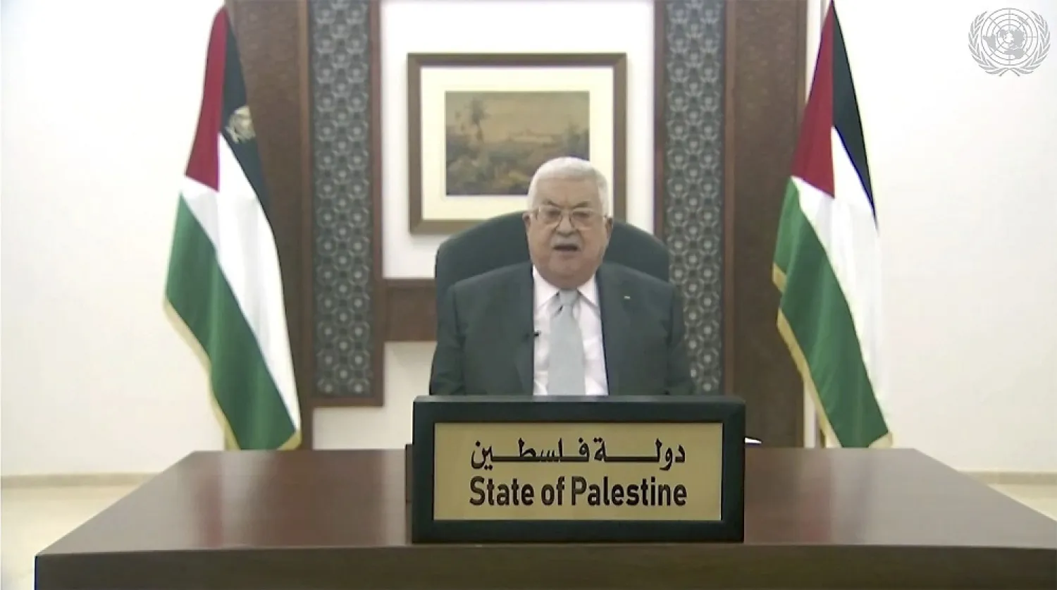 In this image made from UNTV video, Palestinian President Abbas speaks in a message at the 75th session of the UN General Assembly, Sept. 25, 2020, at UN headquarters, in New York. (UNTV via AP)