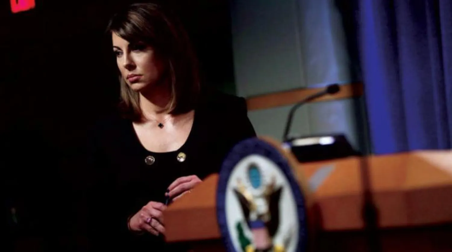 ​ABD Dışişleri Bakanlığı Sözcüsü Morgan Ortagus geçtiğimiz ay düzenlediği bir basın toplantısındayken (AFP)
