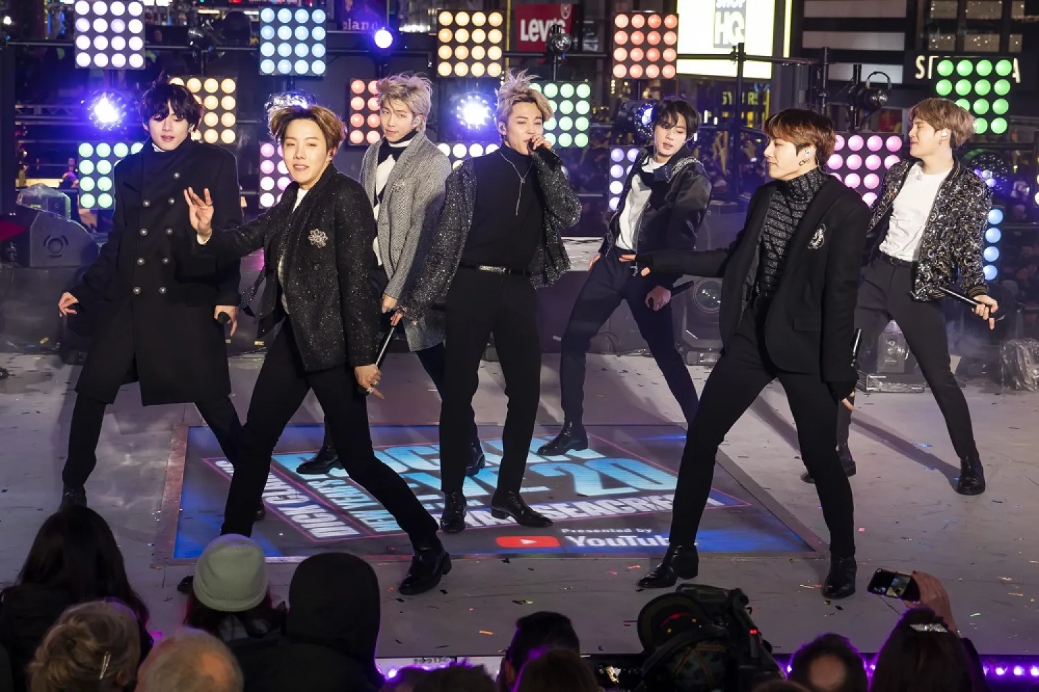 BTS perform at the Times Square New Year's Eve celebration on Tuesday, Dec. 31, 2019, in New York. (AP)