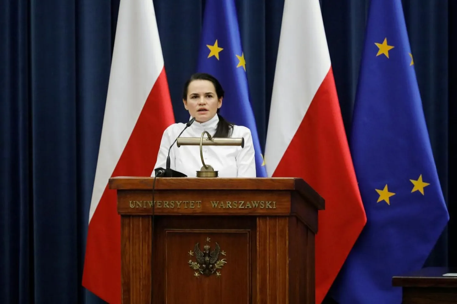 Belarusian opposition leader Sviatlana Tsikhanouskaya. (Reuters)