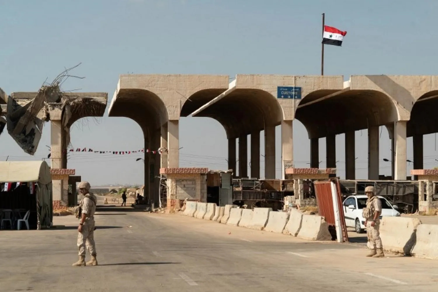 Russian forces patrol the Nassib border crossing with Jordan in the Syrian province of Daraa. (AFP file photo)