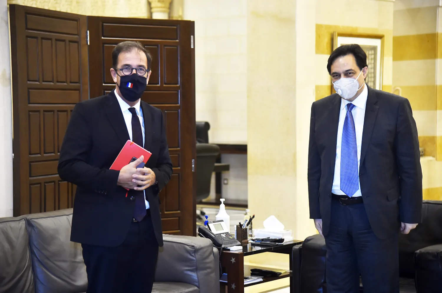  Resigned Prime Minister Hassan Diab meets with French Ambassador to Lebanon Bruno Foucher, in Beirut, Lebanon (Dalati & Nohra)