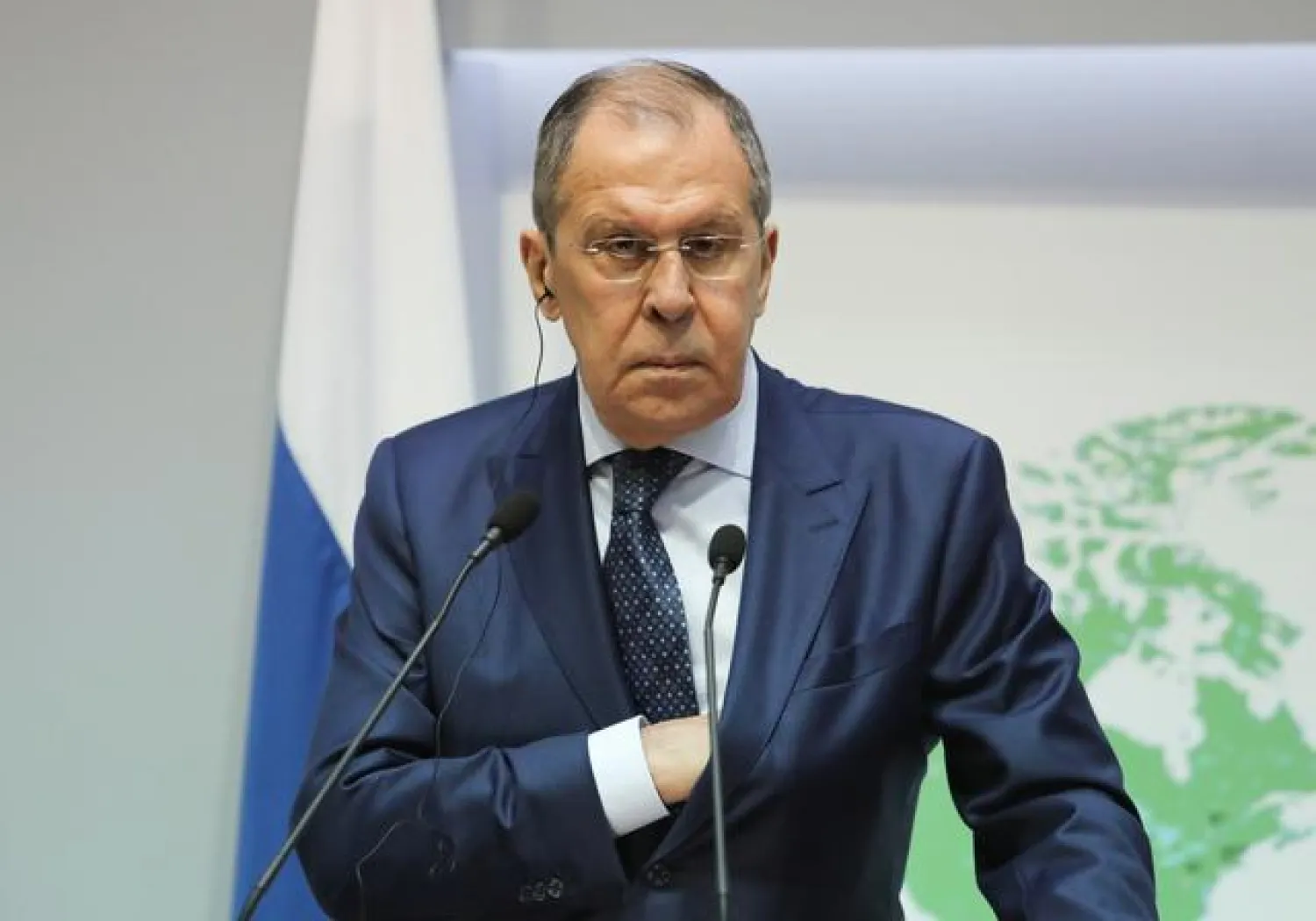 FILE PHOTO: Russian Foreign Minister Sergei Lavrov attends a joint news conference with Cypriot Foreign Minister Nikos Christodoulides, in Nicosia, Cyprus September 8, 2020. REUTERS/Yiannis Kourtoglou
